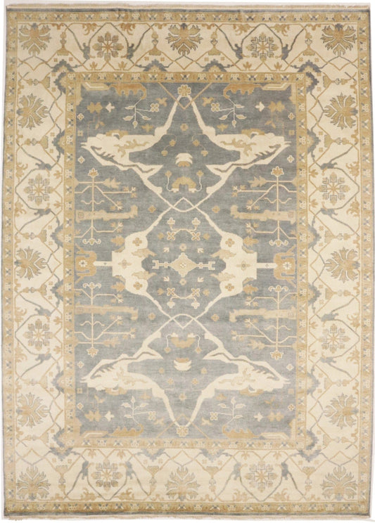 Gray Floral 10X14 Oushak Oriental Rug