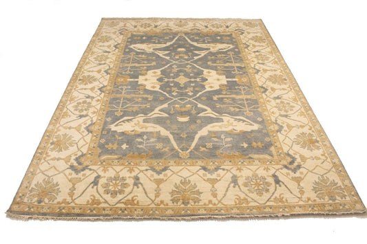 Gray Floral 10X14 Oushak Oriental Rug