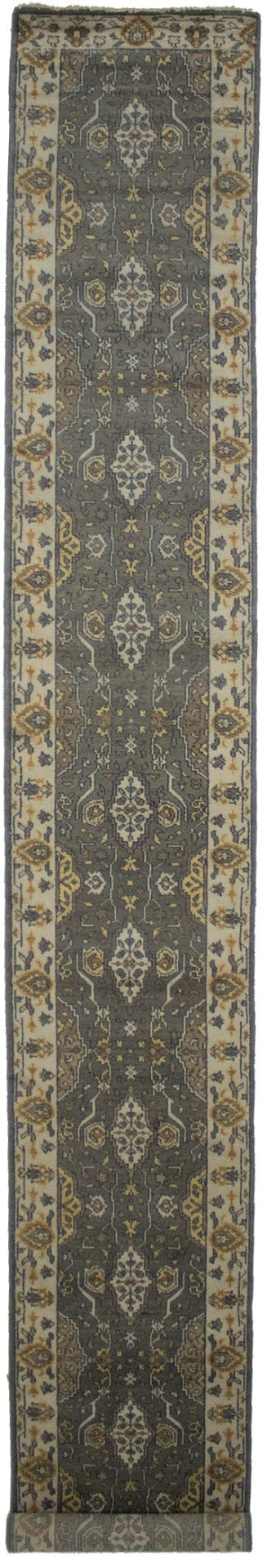 Brownish Floral 3X20 Oushak Chobi Oriental Runner Rug