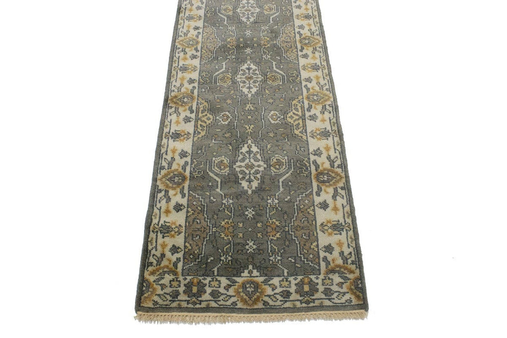 Brownish Floral 3X20 Oushak Chobi Oriental Runner Rug