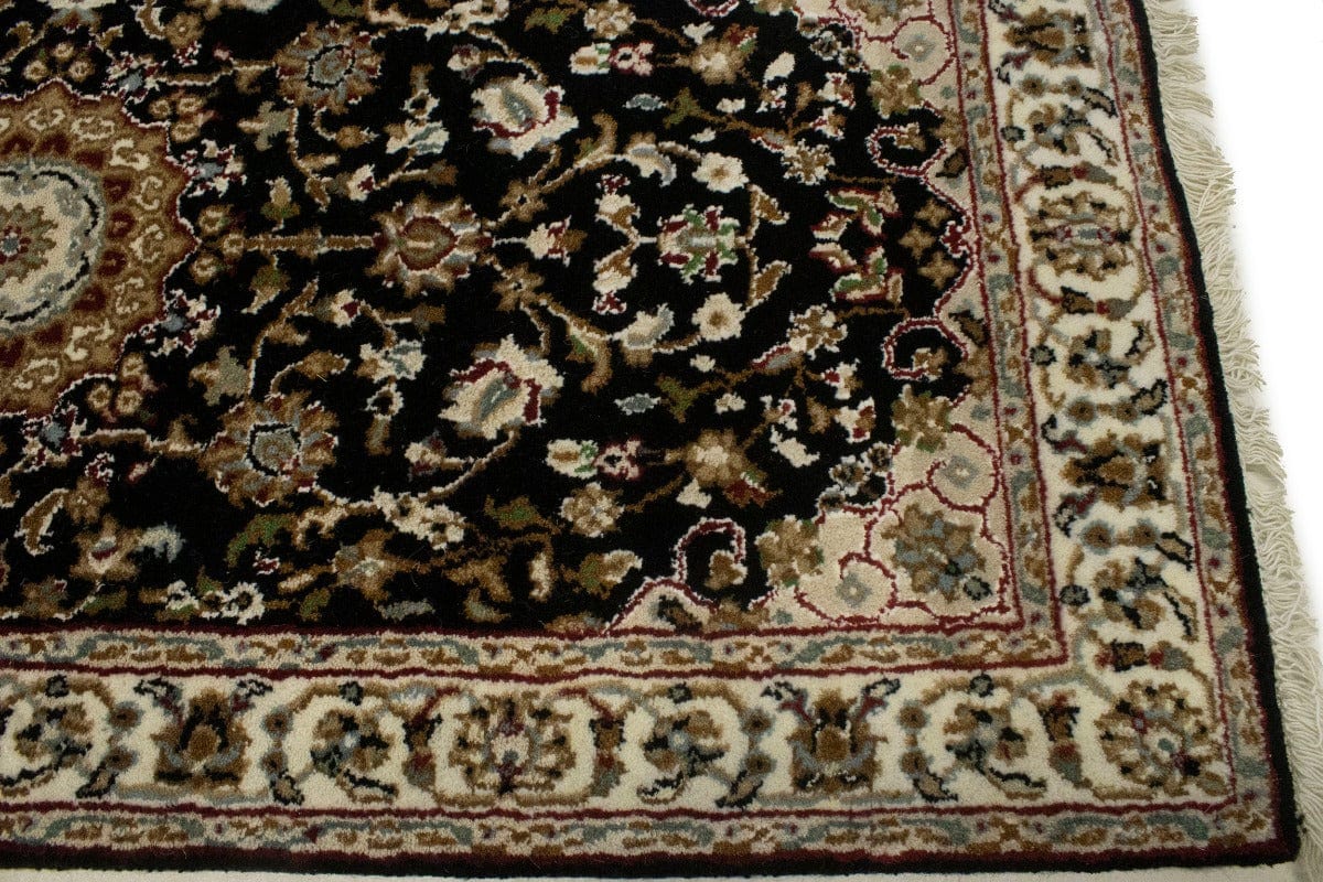 Black Floral 2X4 Indo-Nain Oriental Rug