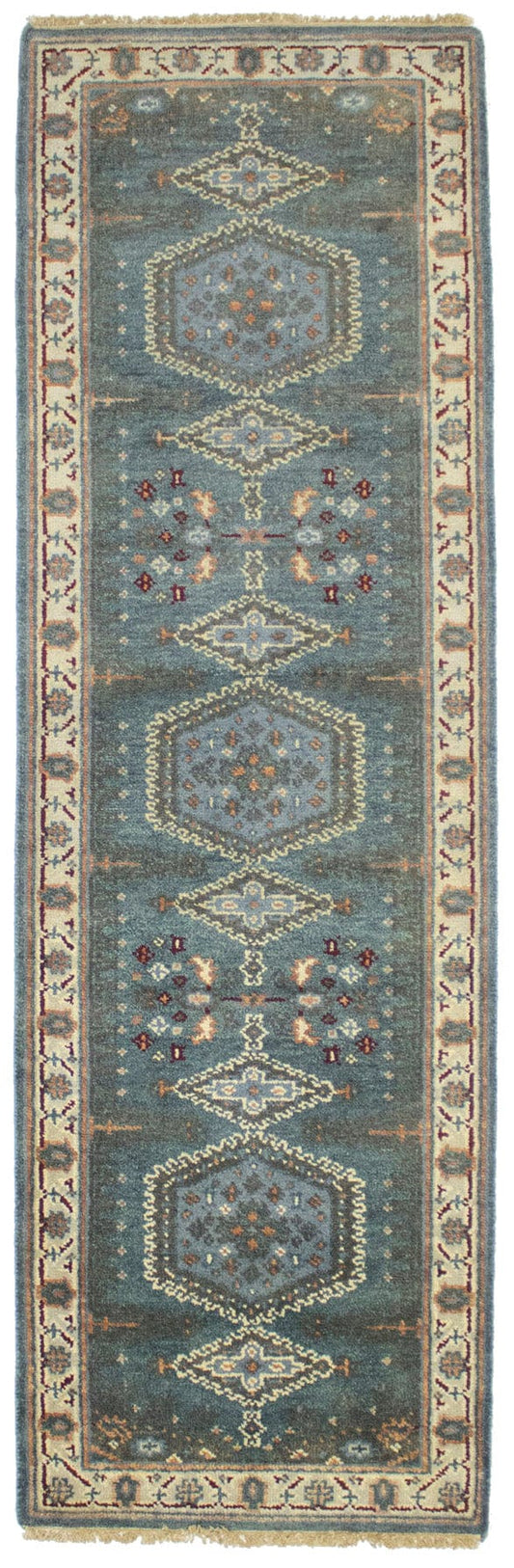 Gray Tribal 2'6X8 Indo-Viss Oriental Runner Rug