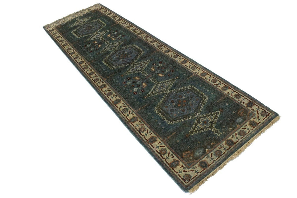 Gray Tribal 2'6X8 Indo-Viss Oriental Runner Rug