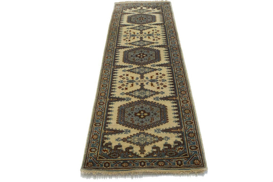 Cream Tribal 3X8 Indo-Viss Oriental Runner Rug