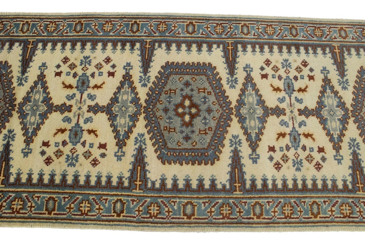 Cream Tribal 3X8 Indo-Viss Oriental Runner Rug