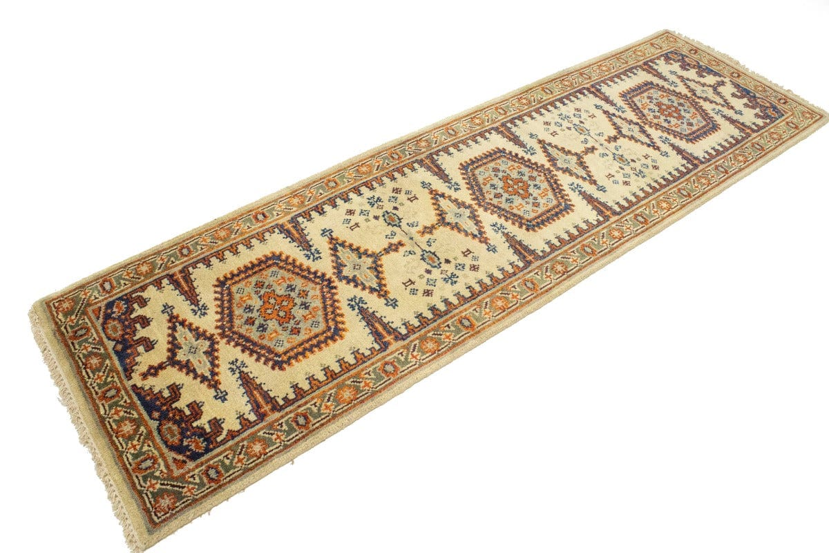 Cream Tribal 3X8 Indo-Viss Oriental Runner Rug