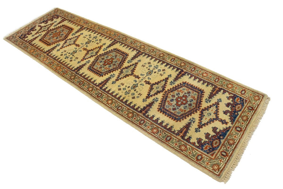 Cream Tribal 3X8 Indo-Viss Oriental Runner Rug