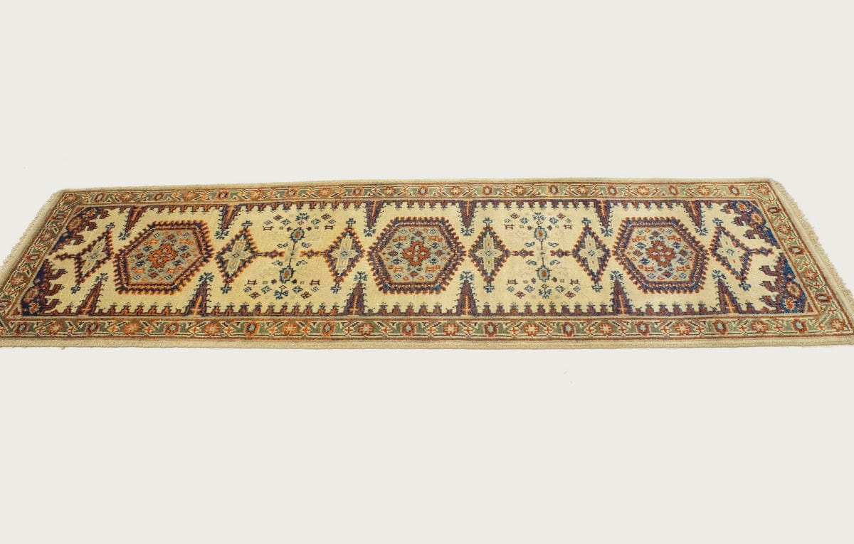 Cream Tribal 3X8 Indo-Viss Oriental Runner Rug