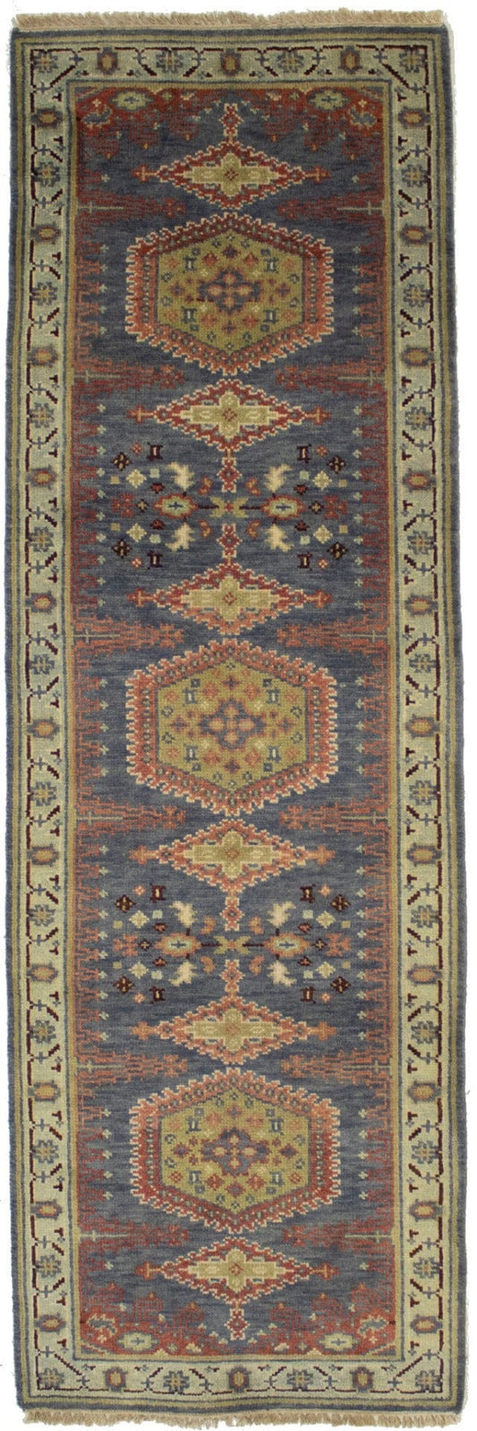 Gray Tribal 3X8 Indo-Viss Oriental Runner Rug