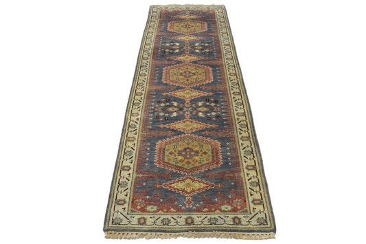 Gray Tribal 3X8 Indo-Viss Oriental Runner Rug