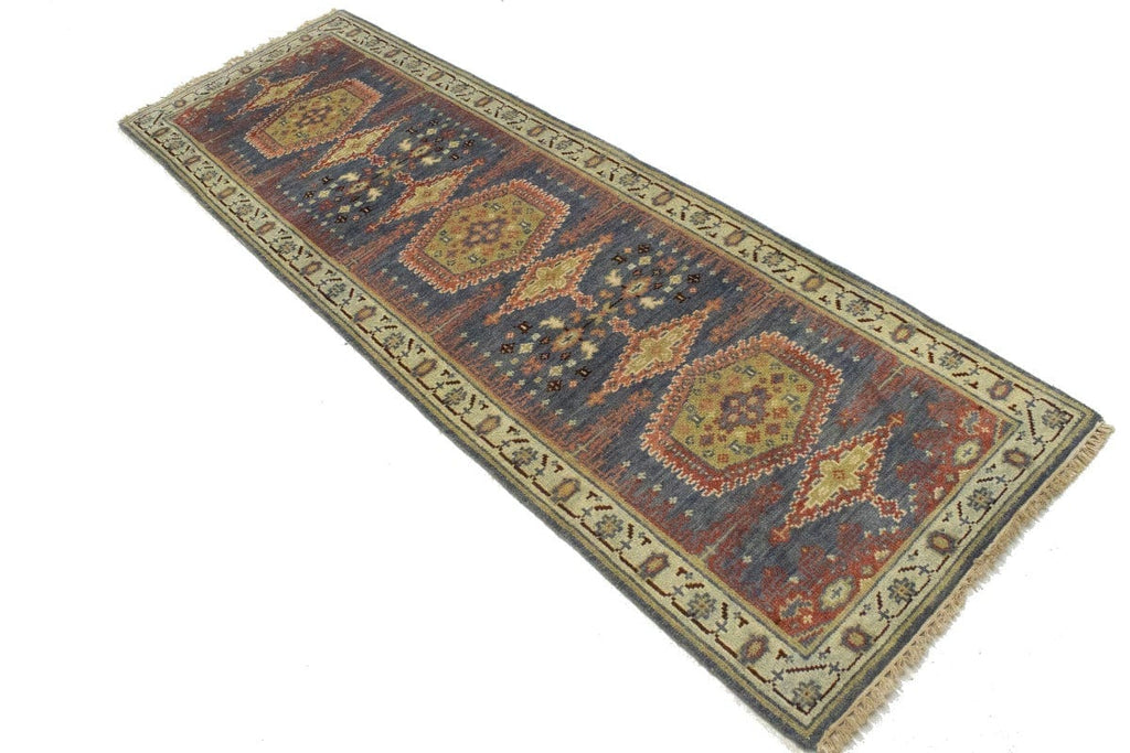 Gray Tribal 3X8 Indo-Viss Oriental Runner Rug