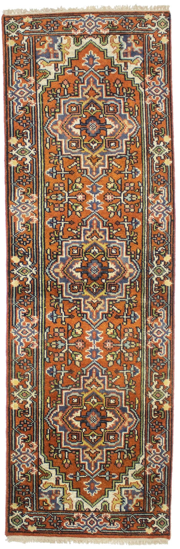 Rust Orange Floral Tribal 3X8 Heriz Serapi Oriental Runner Rug