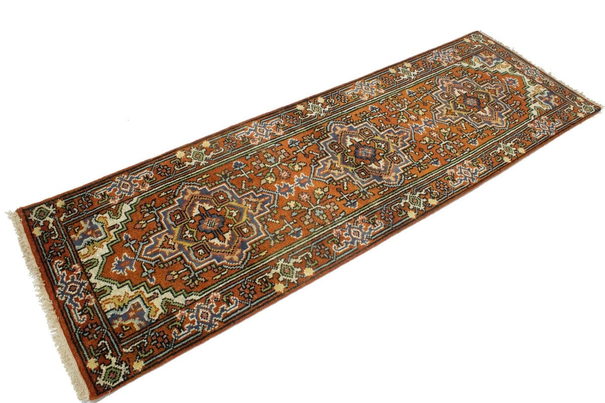 Rust Orange Floral Tribal 3X8 Heriz Serapi Oriental Runner Rug