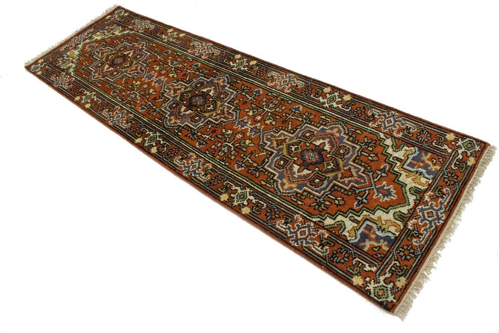 Rust Orange Floral Tribal 3X8 Heriz Serapi Oriental Runner Rug