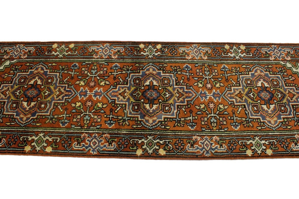 Rust Orange Floral Tribal 3X8 Heriz Serapi Oriental Runner Rug