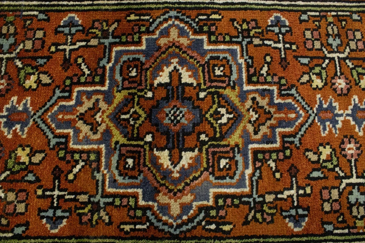 Rust Orange Floral Tribal 3X8 Heriz Serapi Oriental Runner Rug