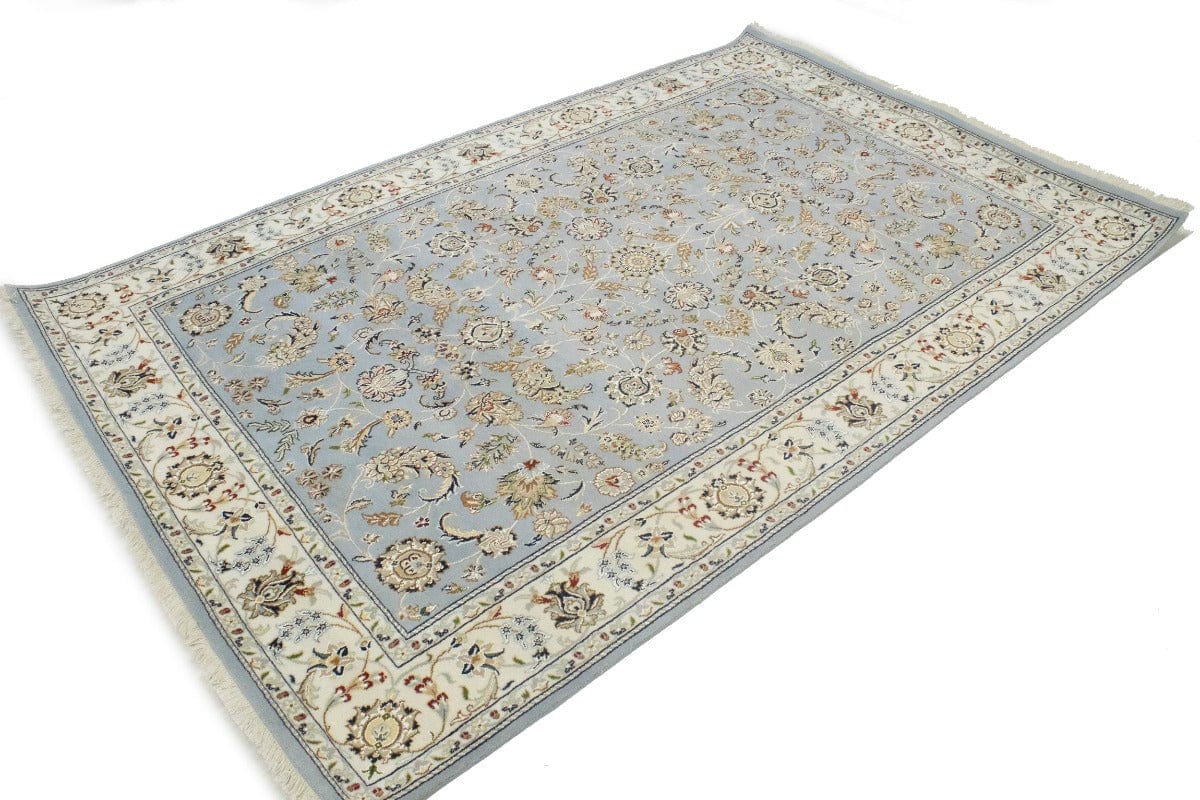 Light Blue Floral 6X9 Indo-Nain Oriental Rug