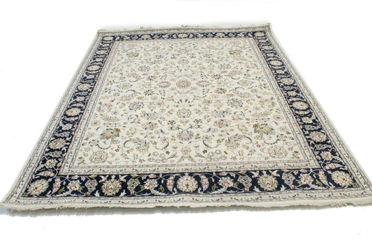 Cream Floral 8X10 Indo-Nain Oriental Rug