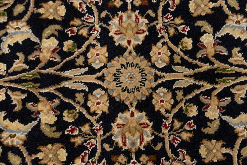 Dark Navy Floral 4X6 Indo-Nain Oriental Rug