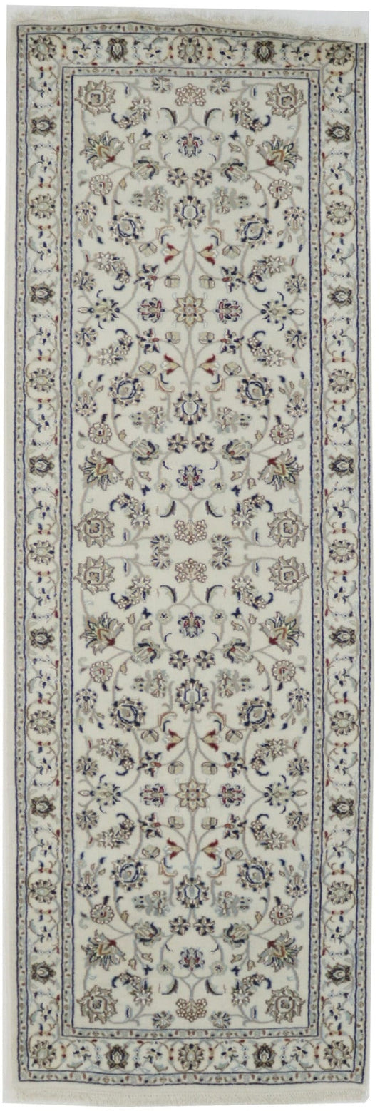 Cream Floral 3X8 Indo-Nain Oriental Runner Rug