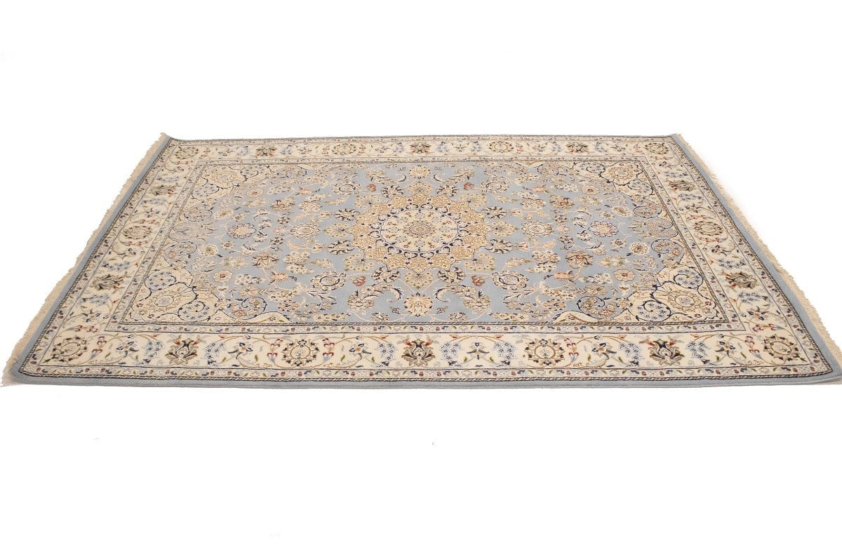 Light Blue Floral 6X9 Indo-Nain Oriental Rug