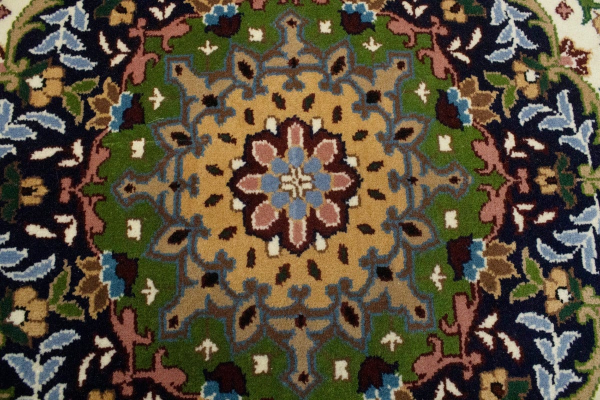 Cream Floral Kirman 7X9 Oriental Rug