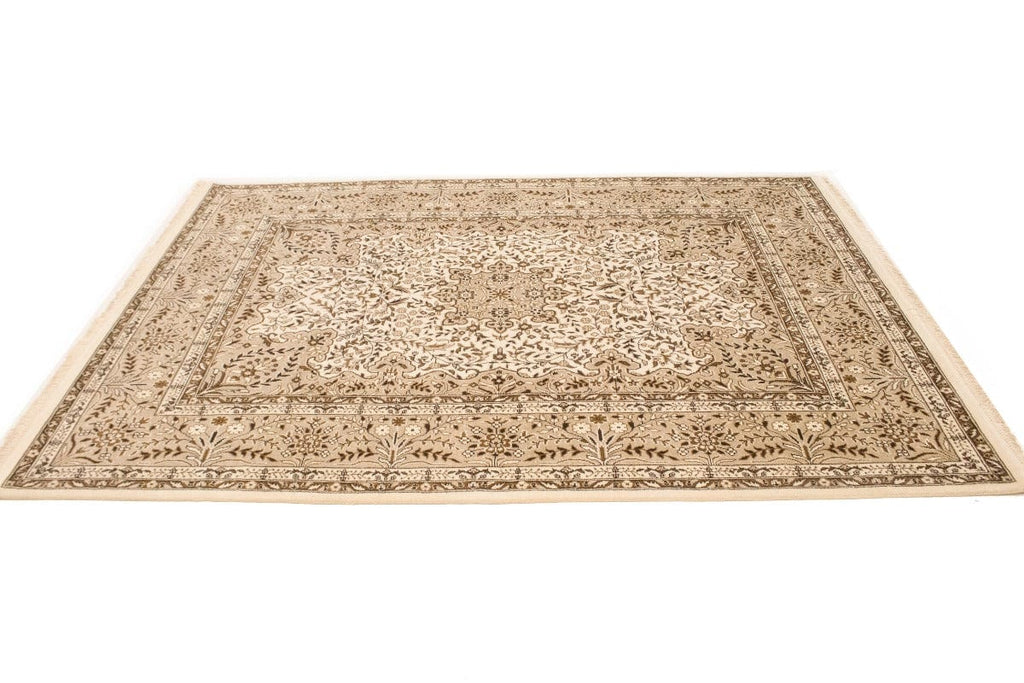 Cream Floral Kirman 6X8 Oriental Rug