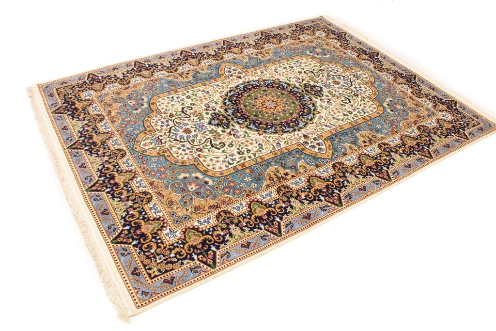 Cream Floral Kirman 6X8 Oriental Rug