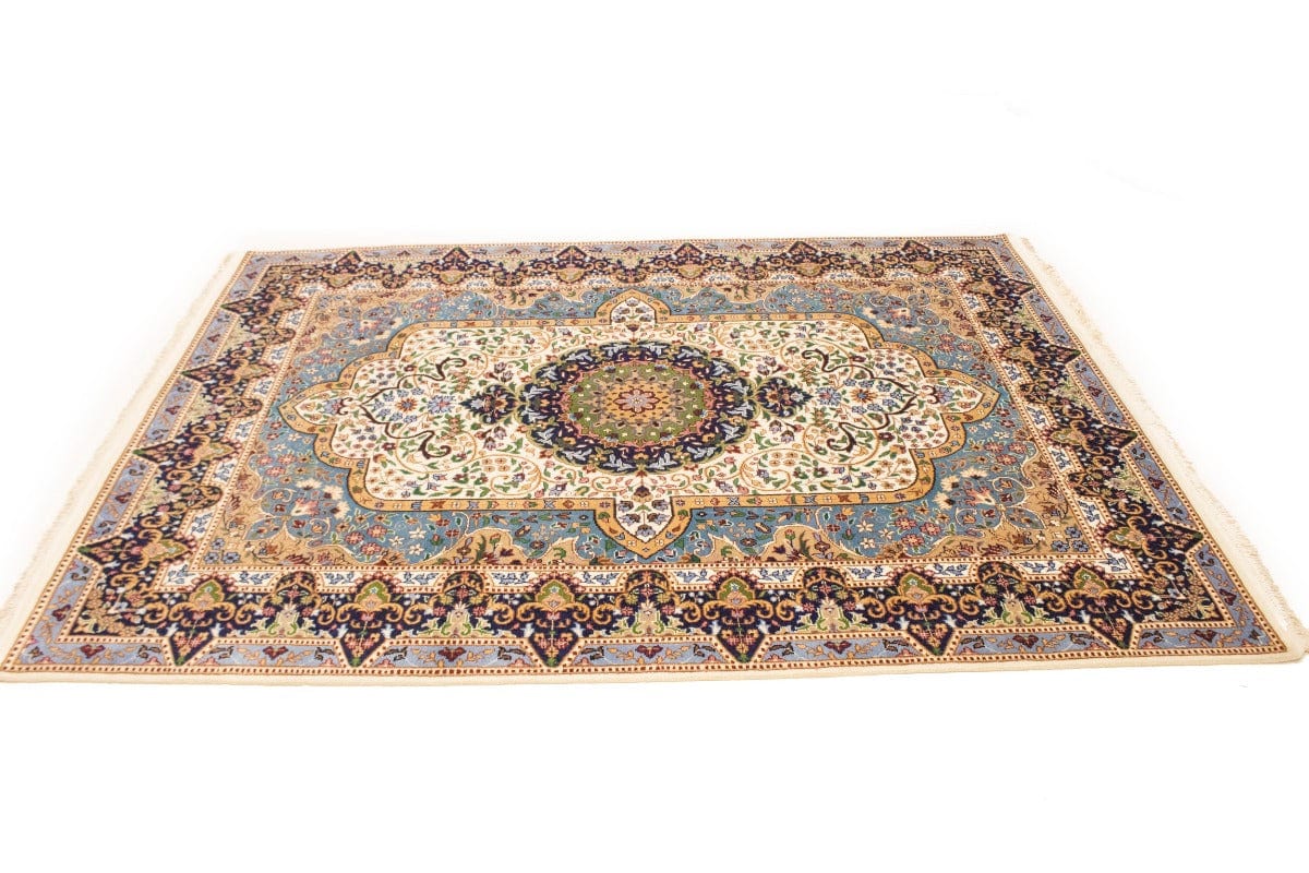 Cream Floral Kirman 6X8 Oriental Rug