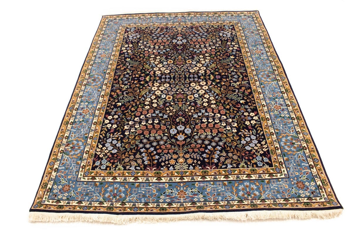 Navy Blue Floral Kirman 6X8 Oriental Rug