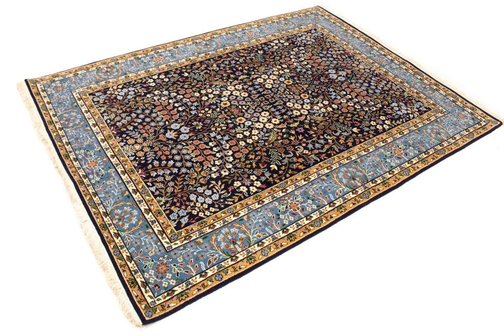 Navy Blue Floral Kirman 6X8 Oriental Rug