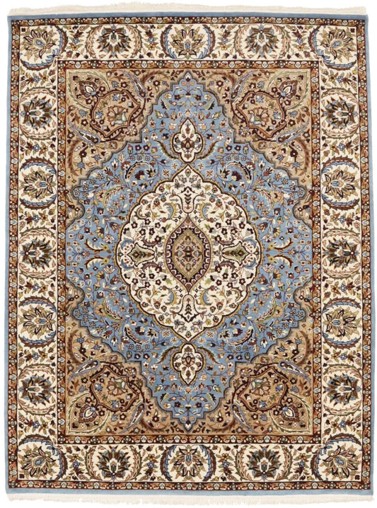 Blue Floral Kirman 5'9X7'6 Oriental Rug