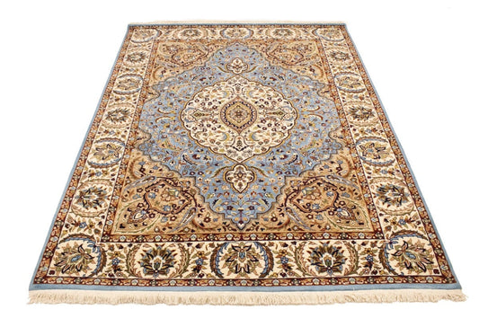 Blue Floral Kirman 5'9X7'6 Oriental Rug