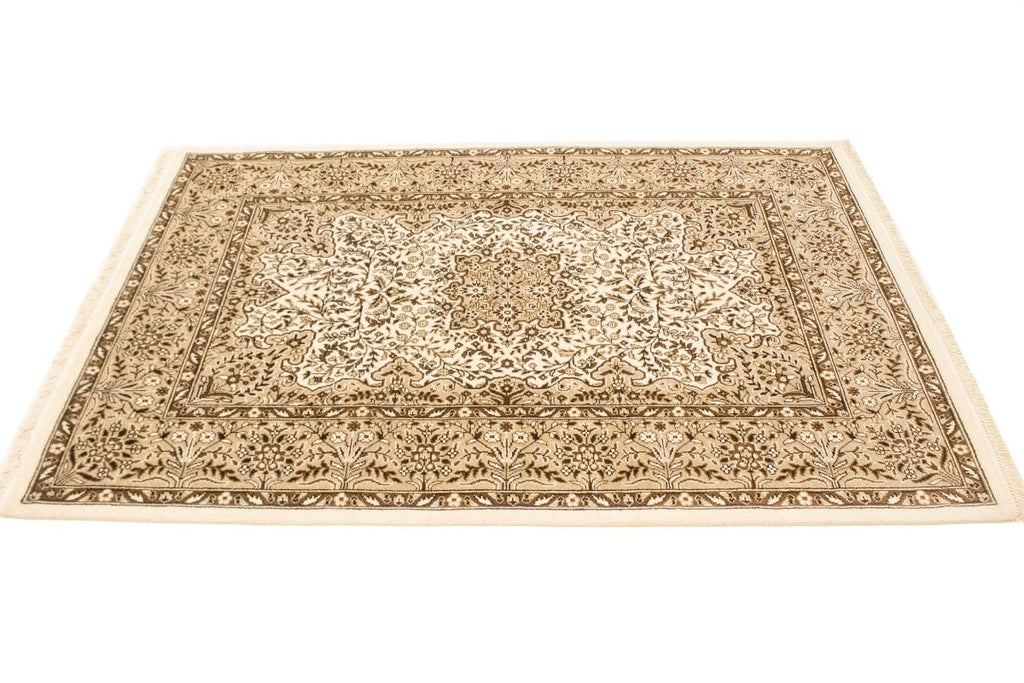 Cream Floral Kirman 4X6 Oriental Rug