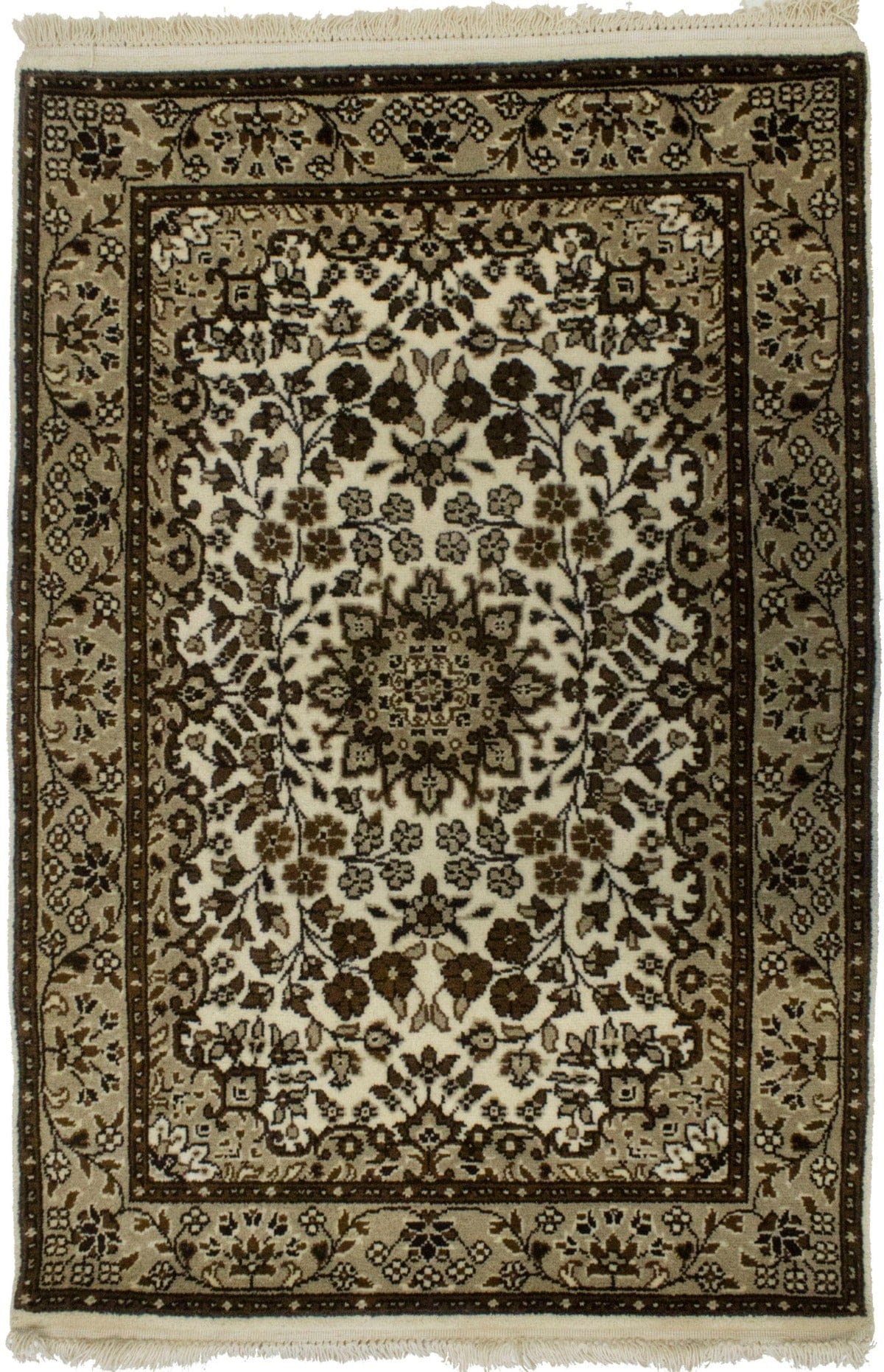 Cream Floral Kirman 3X4 Oriental Rug