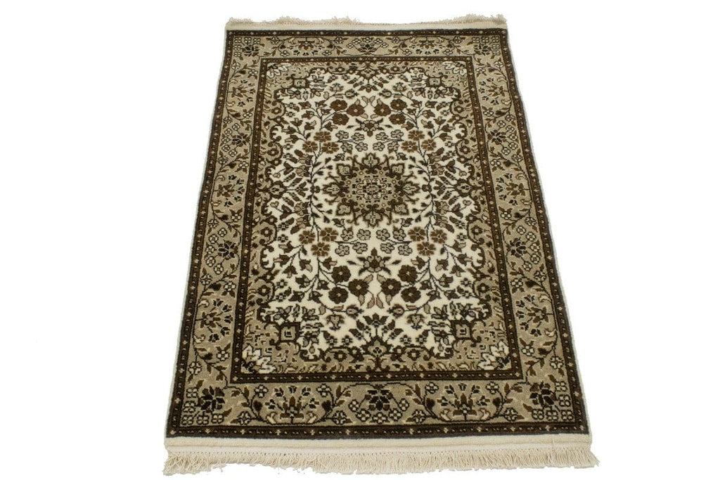 Cream Floral Kirman 3X4 Oriental Rug