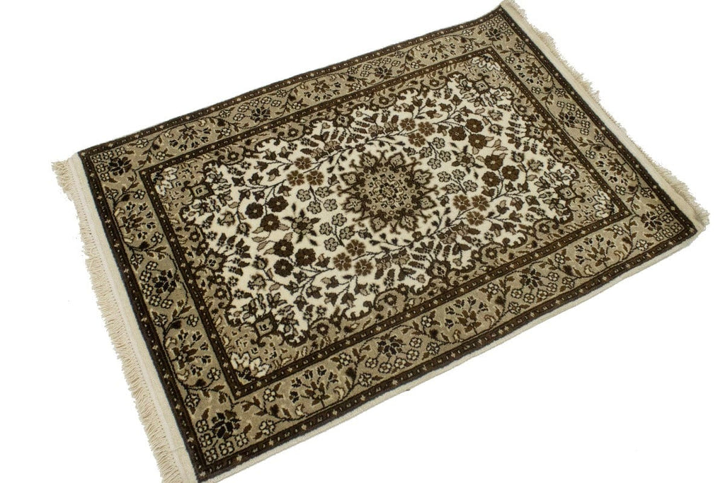 Cream Floral Kirman 3X4 Oriental Rug