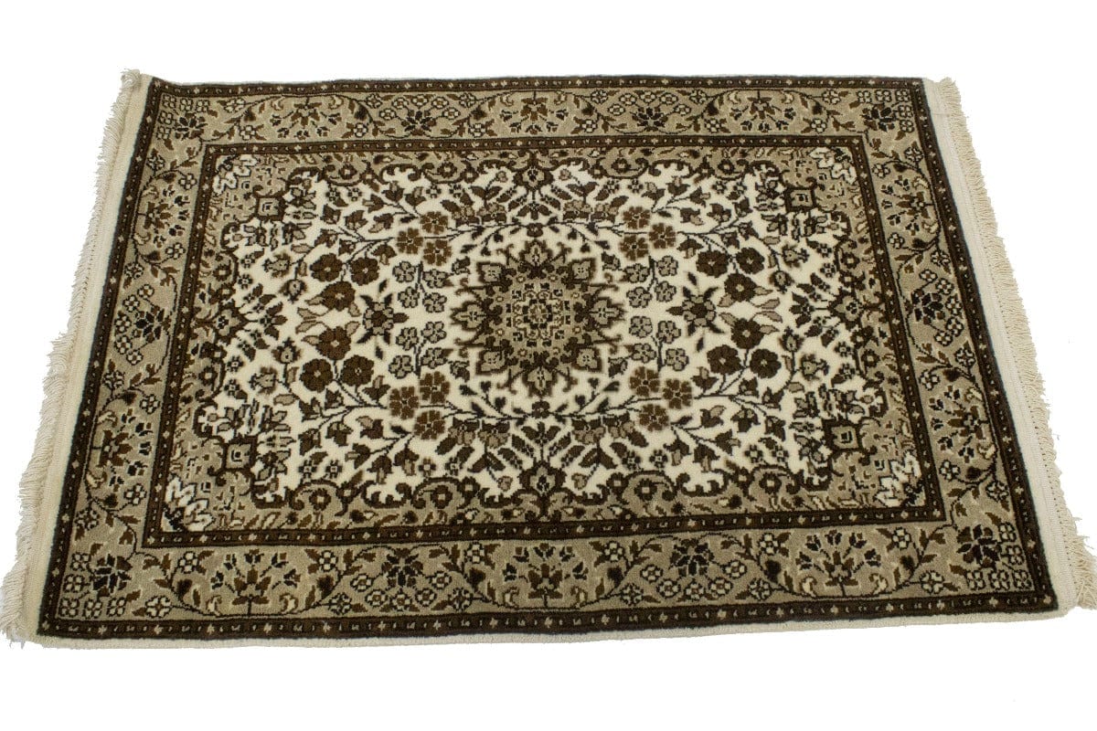 Cream Floral Kirman 3X4 Oriental Rug