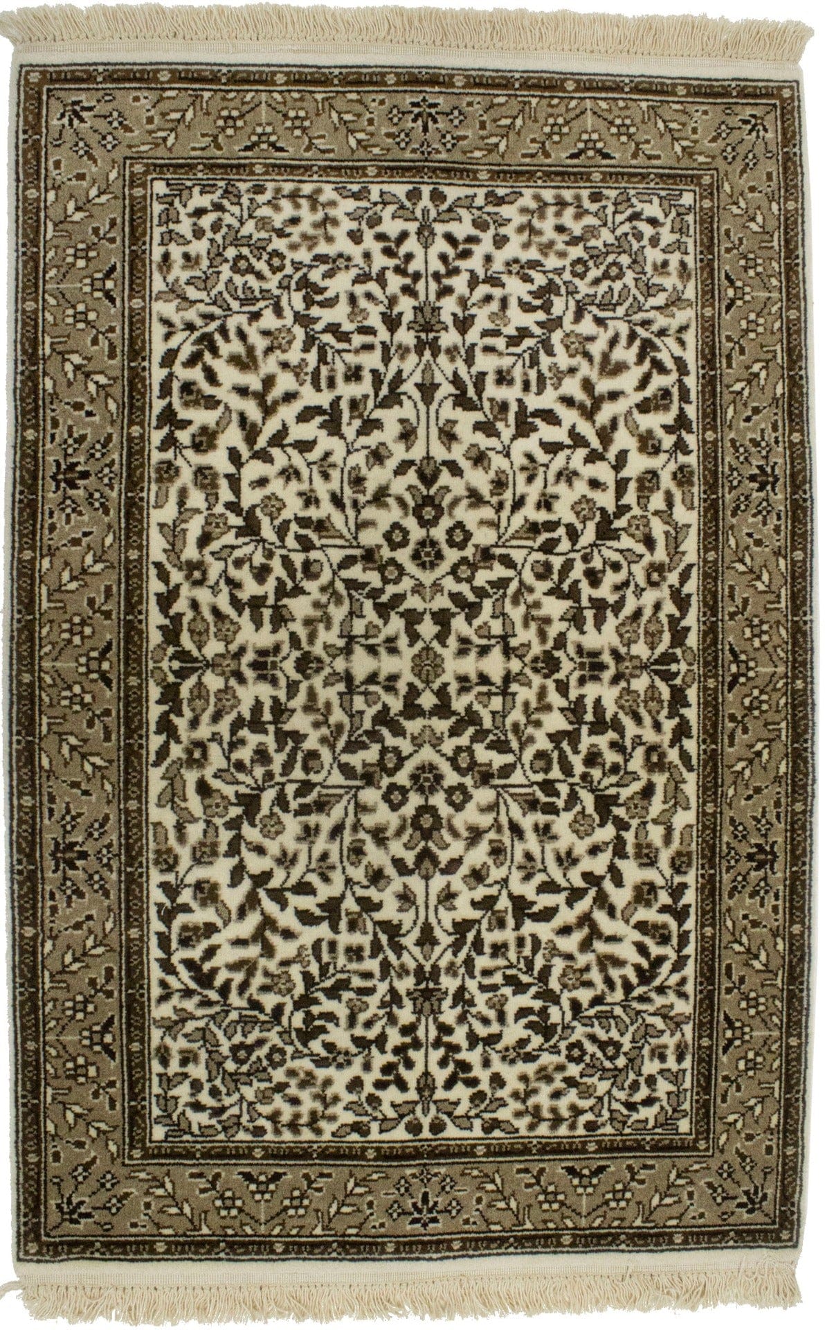 Cream Floral Kirman 3X4 Oriental Rug