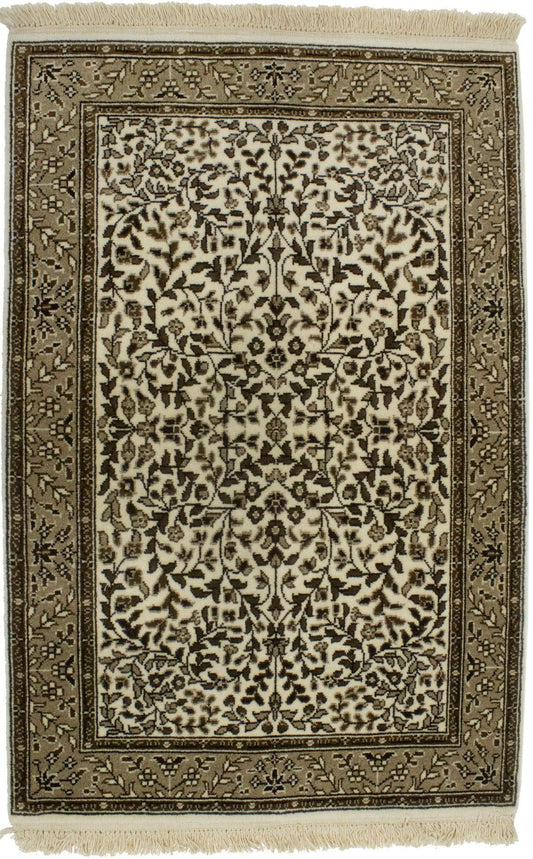 Cream Floral Kirman 3X4 Oriental Rug