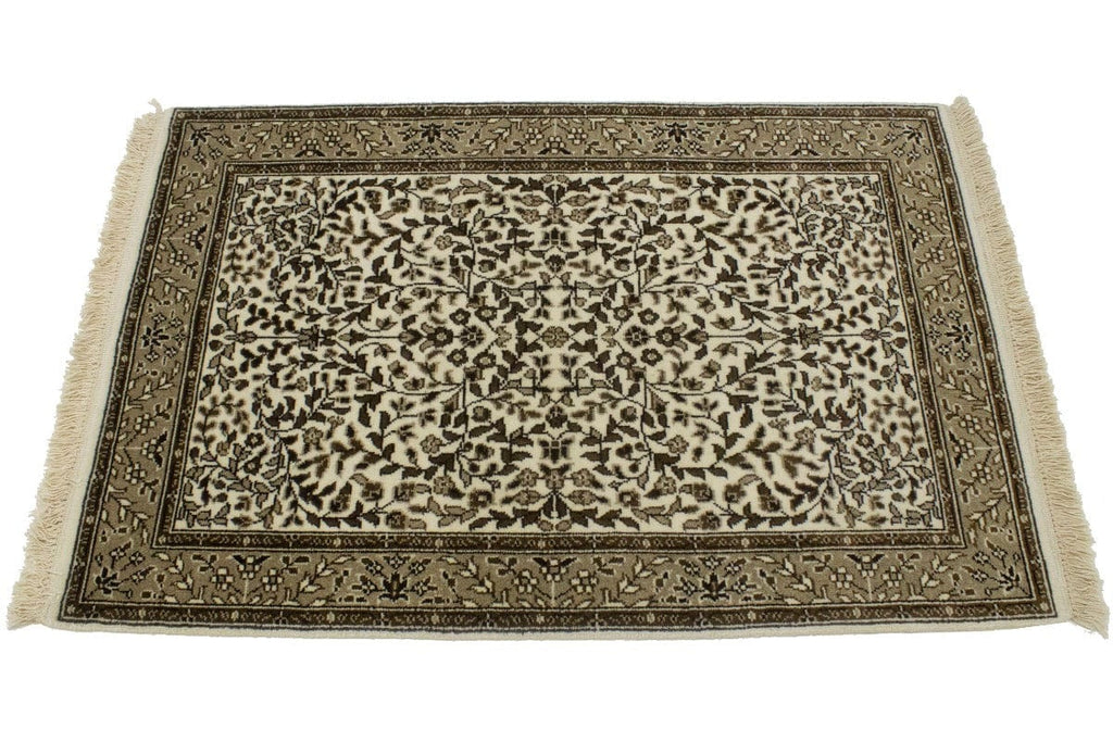 Cream Floral Kirman 3X4 Oriental Rug