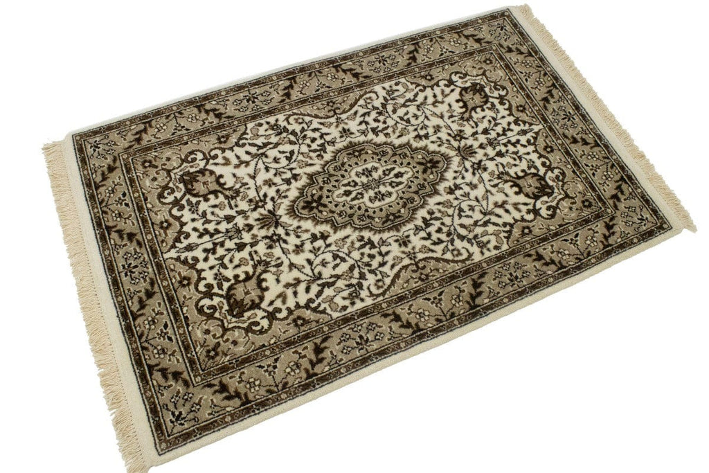 Cream Floral Kirman 3X4 Oriental Rug