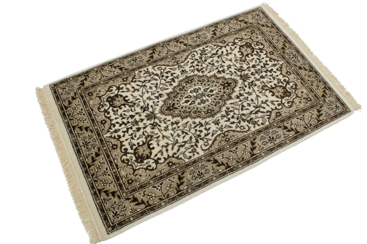 Cream Floral Kirman 3X4 Oriental Rug