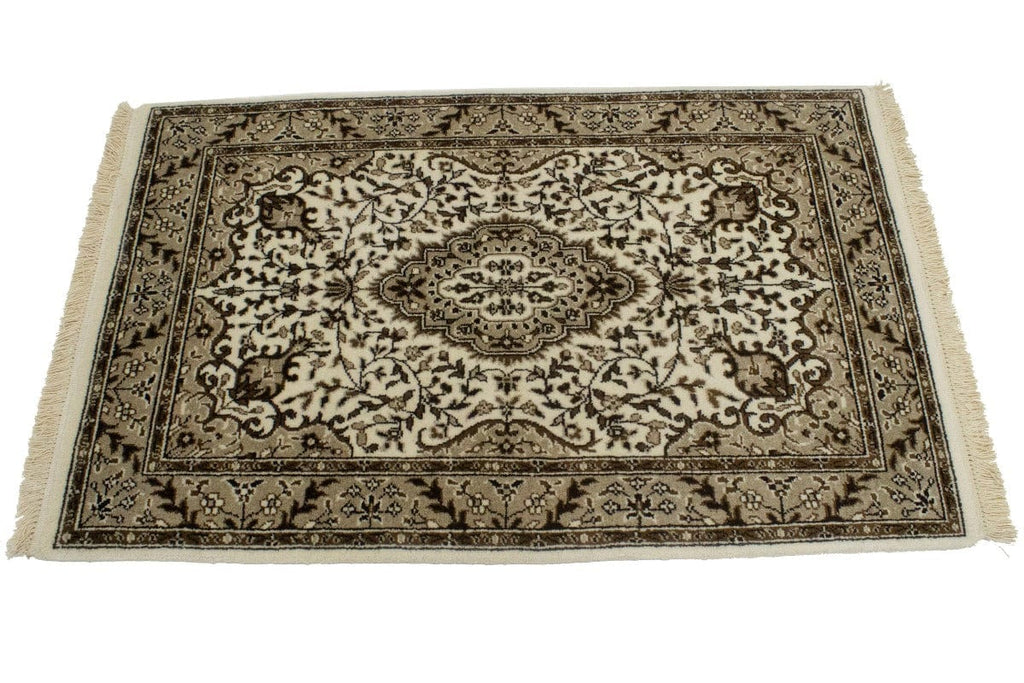 Cream Floral Kirman 3X4 Oriental Rug