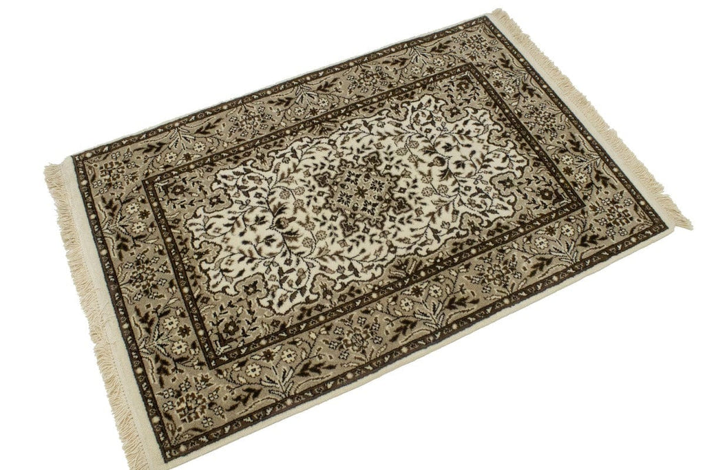 Cream Floral Kirman 3X4 Oriental Rug