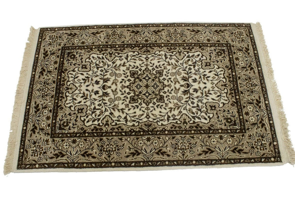 Cream Floral Kirman 3X4 Oriental Rug