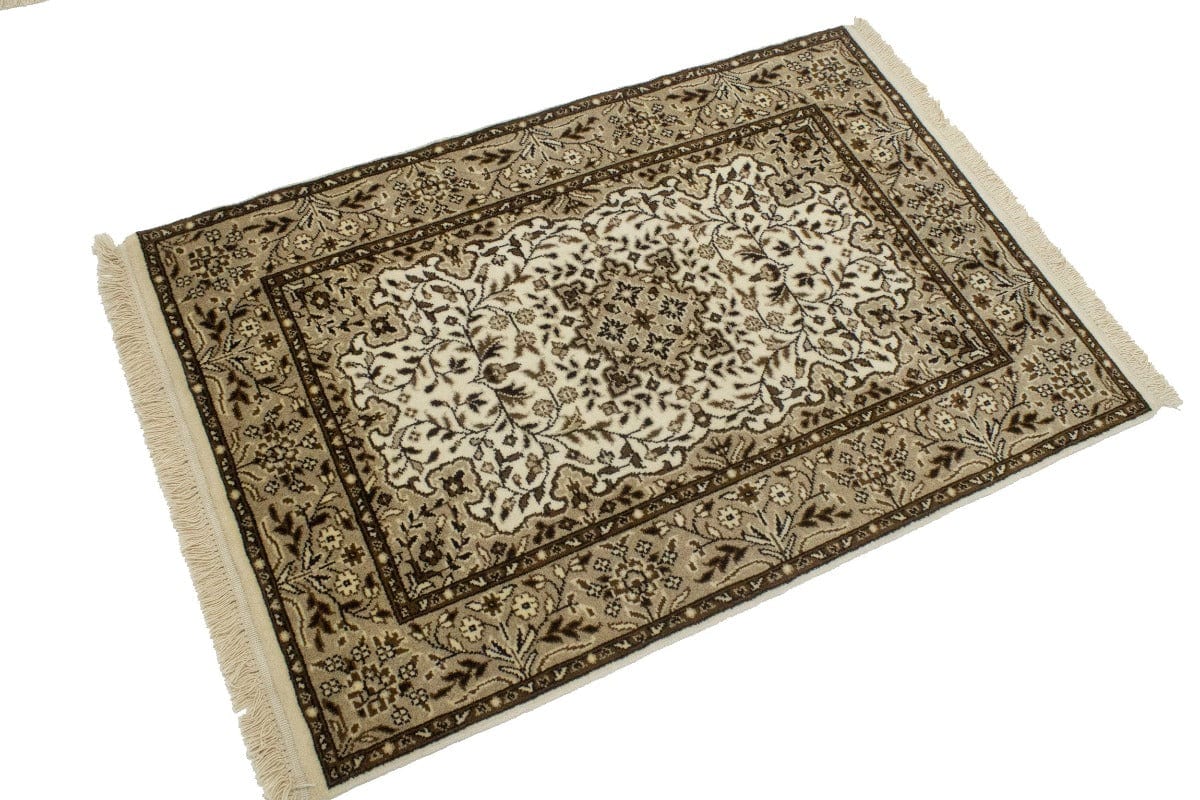 Cream Floral Kirman 3X4 Oriental Rug