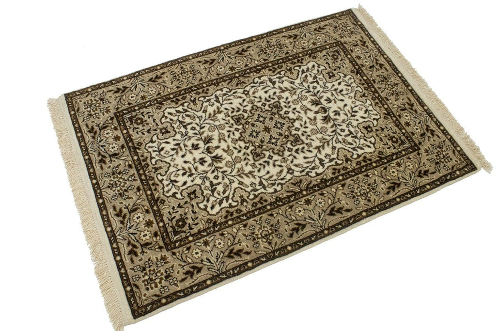 Cream Floral Kirman 3X4 Oriental Rug