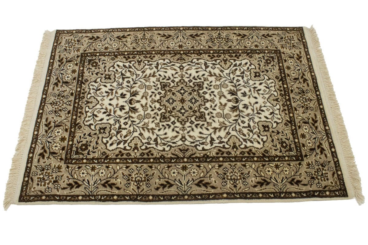 Cream Floral Kirman 3X4 Oriental Rug