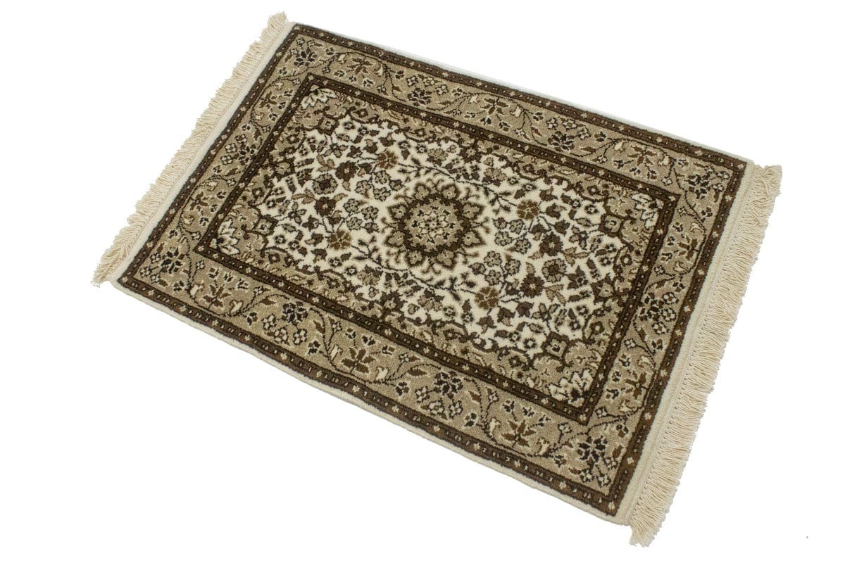 Cream Floral Kirman 2X3 Oriental Rug